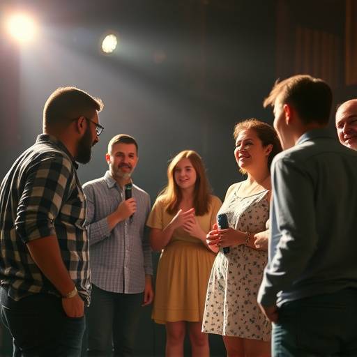 Actors in a scene, improvising on stage