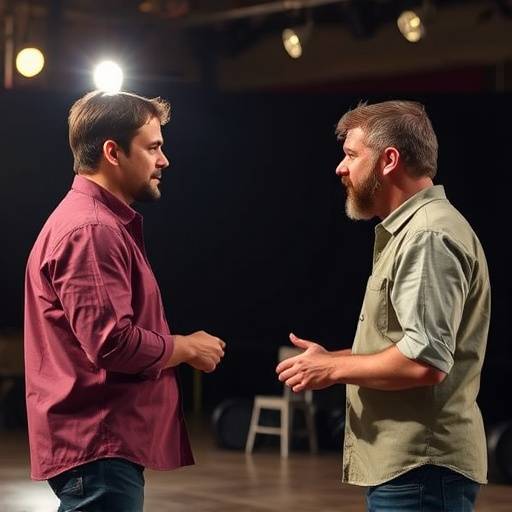 Actors in a scene, practicing audition techniques