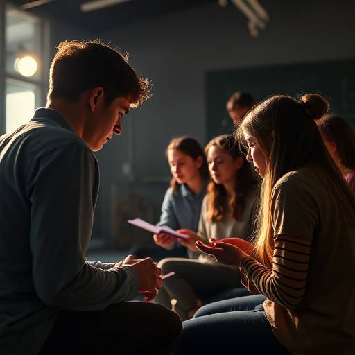Students rehearsing a scene in an advanced class